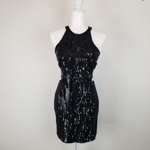 Bebe Sequin Black Dress Size Small